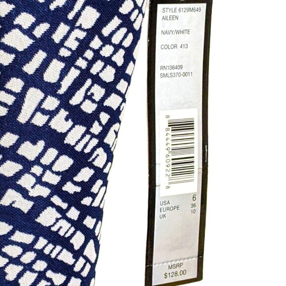 NWT Tahari Navy Blue & White Cutout Back Sheath Party Career Aileen Dress Size 6 - Picture 5 of 9